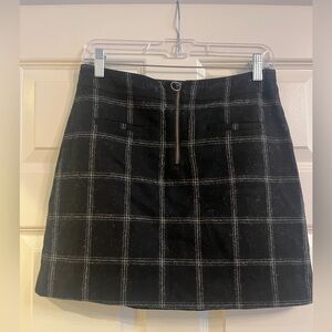 Plaid checked grey wool mini Skirt